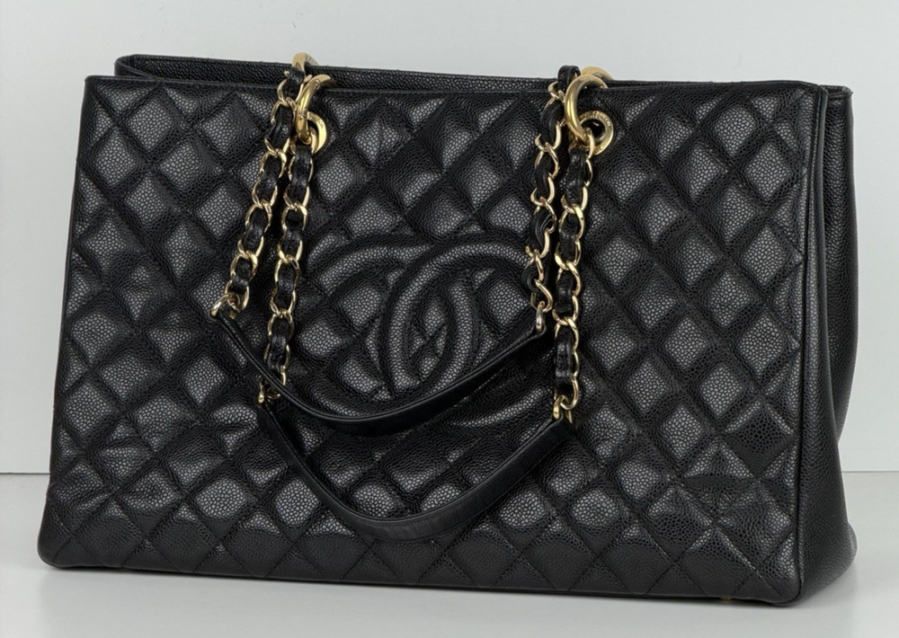 Chanel Grand Shopping Tote XL Bag in Black Quilted Caviar Leather 2013 D6